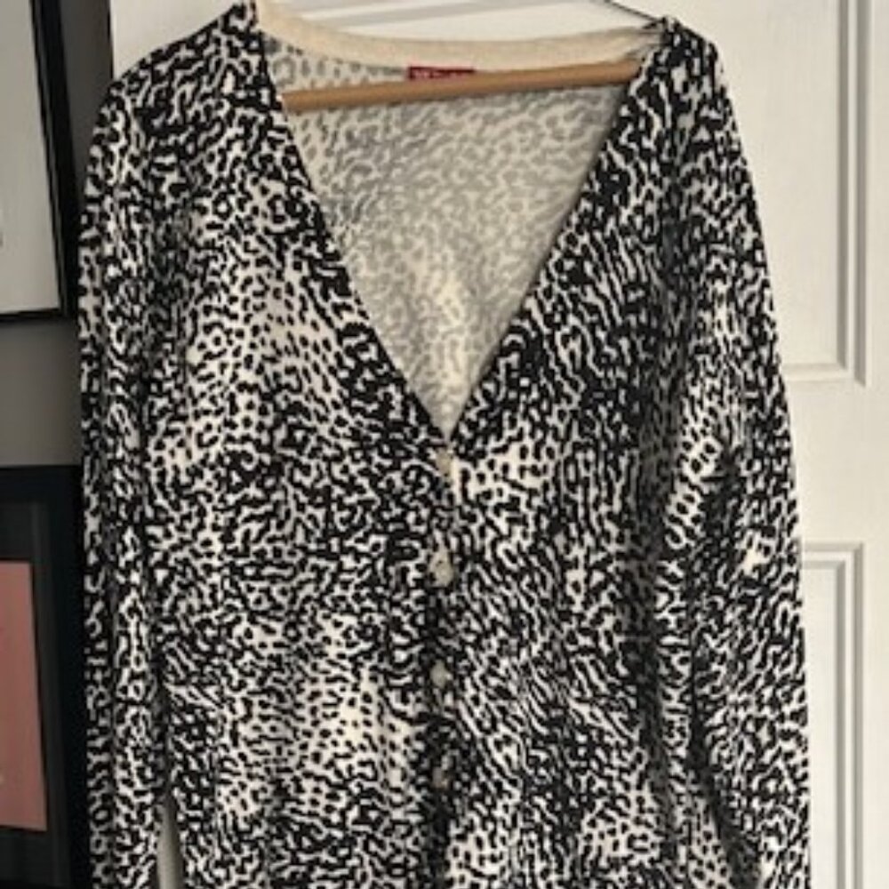 MERONA Cardigan Black/White Print, Size L